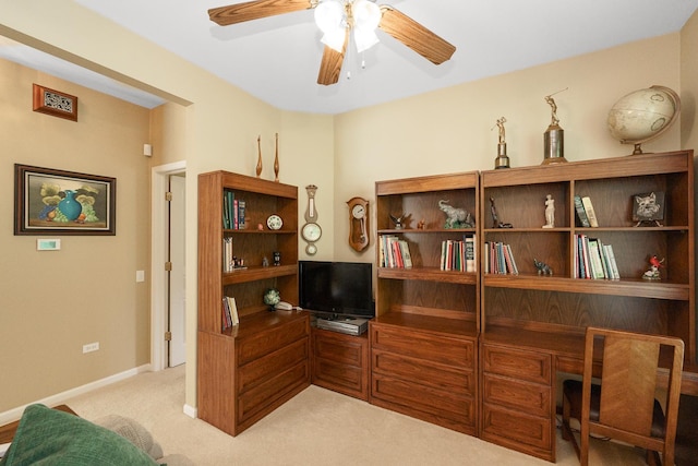 13391 Crestview Dr, Huntley, IL 60142 - office space featuring light carpet and ceiling fan