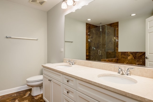 3125 W Fullerton Ave Unit 214, Chicago, IL 60647 - full bath featuring double vanity, a shower stall, and recessed lighting