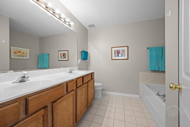 2049 Sunrise Cir, Aurora, IL 60503 - full bath with tile patterned floors, double vanity, and a bath