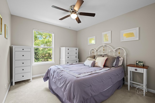 2049 Sunrise Cir, Aurora, IL 60503 - bedroom featuring light carpet and a ceiling fan