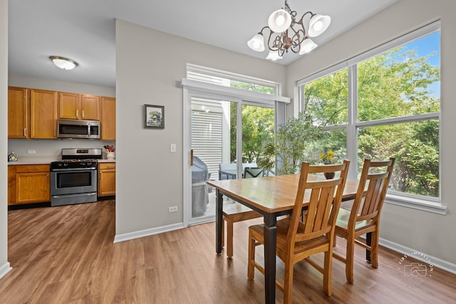 2049 Sunrise Cir, Aurora, IL 60503 - dining space with light wood finished floors, healthy amount of natural light, and a chandelier