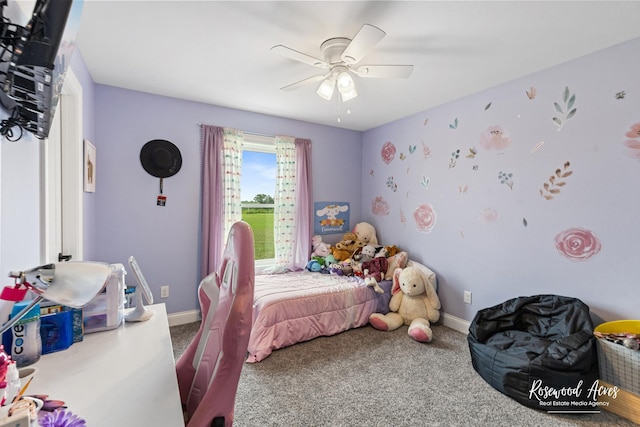 1405 Navajo Ct, Kankakee, IL 60901 - bedroom featuring carpet, a ceiling fan, and baseboards