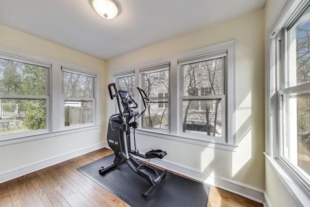 1314 Saint Johns Ave, Highland Park, IL 60035 - workout area featuring wood finished floors and baseboards