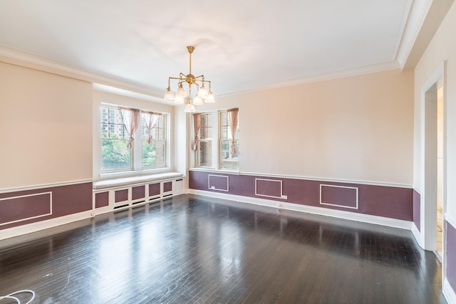 5000 S Cornell Ave Unit 3A, Chicago, IL 60615 - spare room with a chandelier, ornamental molding, wood finished floors, and wainscoting