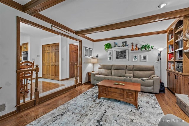 5N538 Hidden Springs Dr, Saint Charles, IL 60175 - living room with beam ceiling and wood finished floors