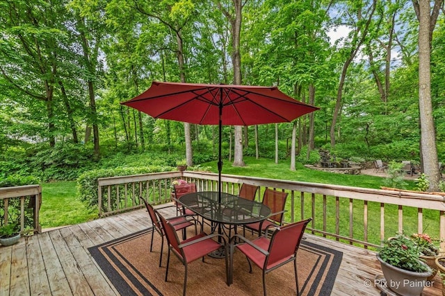 5N538 Hidden Springs Dr, Saint Charles, IL 60175 - wooden deck with outdoor dining space and a lawn