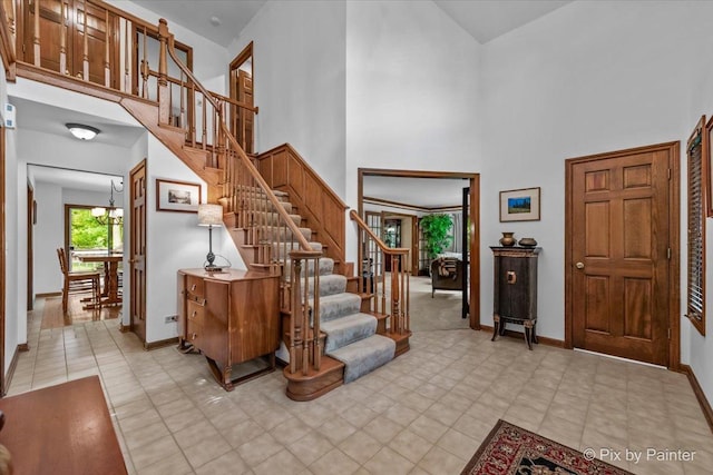 5N538 Hidden Springs Dr, Saint Charles, IL 60175 - foyer featuring a high ceiling and stairs