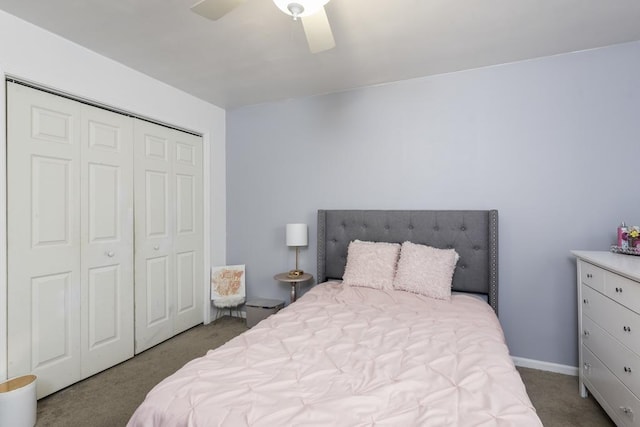 1851 Salem Ct, Gurnee, IL 60031 - bedroom with carpet floors, a closet, and a ceiling fan