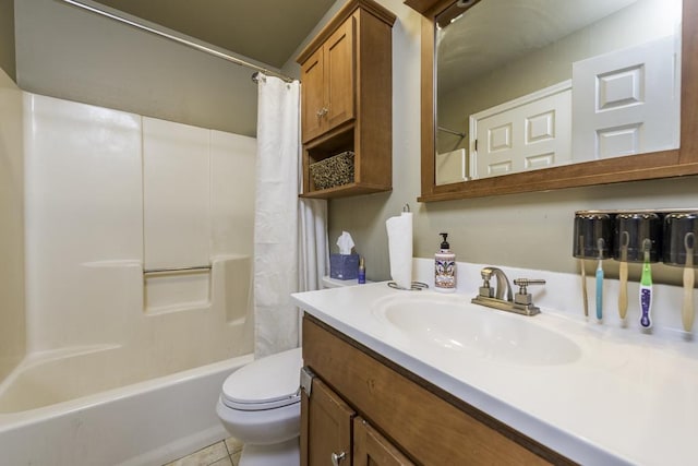 1851 Salem Ct, Gurnee, IL 60031 - full bathroom featuring vanity, toilet, shower / tub combo, and tile patterned flooring