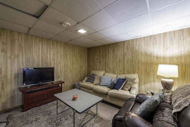 1851 Salem Ct, Gurnee, IL 60031 - carpeted living area with wooden walls and a paneled ceiling