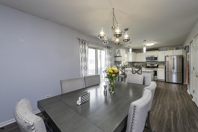 1851 Salem Ct, Gurnee, IL 60031 - dining area featuring a chandelier, dark wood-style flooring, and baseboards