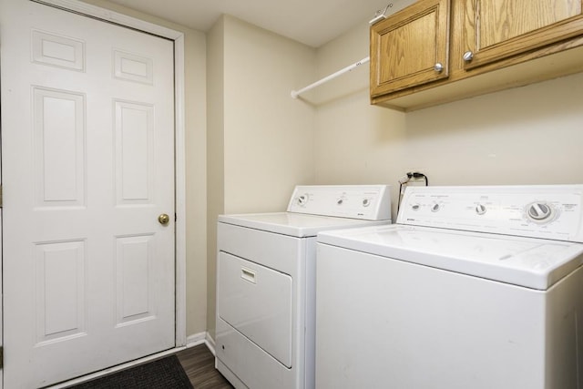 1851 Salem Ct, Gurnee, IL 60031 - laundry room with cabinet space, independent washer and dryer, dark wood-type flooring, and baseboards