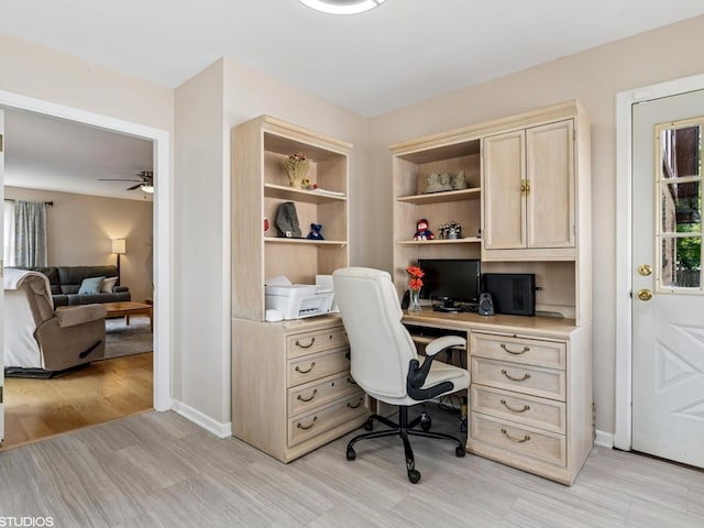 9907 Kedvale Ave, Skokie, IL 60076 - office featuring ceiling fan and light wood finished floors