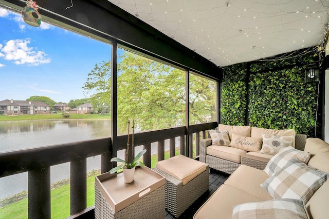 15704 Orlan Brook Dr Unit 163, Orland Park, IL 60462 - sunroom with an outdoor hangout area, a water view, and plenty of natural light