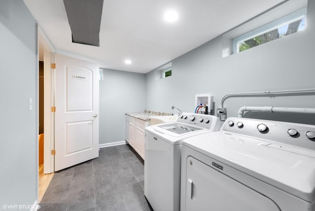 710 Western Ave, Glen Ellyn, IL 60137 - laundry room featuring cabinet space, washing machine and clothes dryer, and baseboards