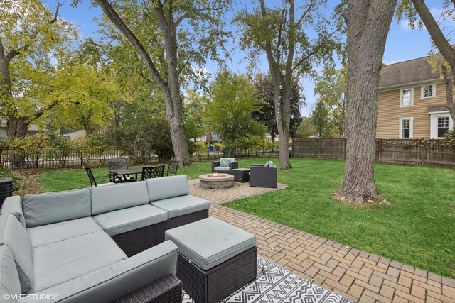 710 Western Ave, Glen Ellyn, IL 60137 - view of patio featuring an outdoor living space with a fire pit