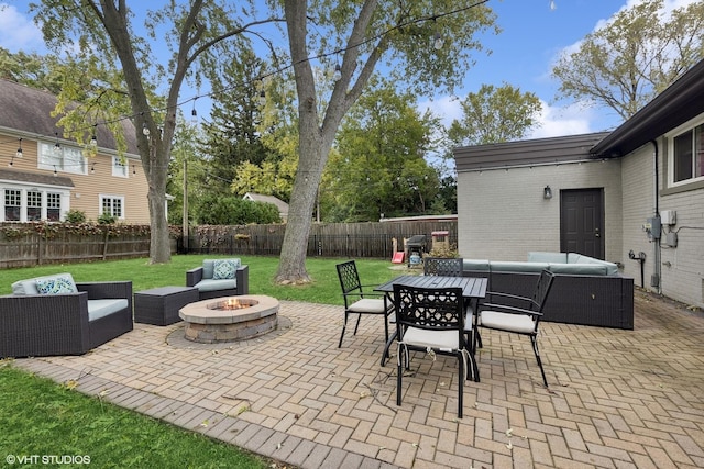 710 Western Ave, Glen Ellyn, IL 60137 - view of patio featuring an outdoor living space with a fire pit and outdoor dining space