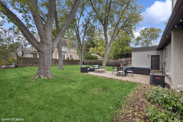 710 Western Ave, Glen Ellyn, IL 60137 - view of yard featuring an outdoor fire pit, a patio, and central air condition unit