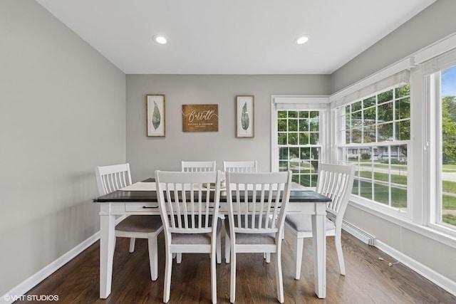 710 Western Ave, Glen Ellyn, IL 60137 - dining area with baseboards, wood finished floors, and recessed lighting