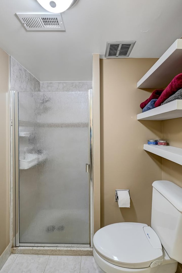 1640 Royal Oak Rd Unit 4, Darien, IL 60561 - bathroom with toilet, a shower stall, and tile patterned flooring