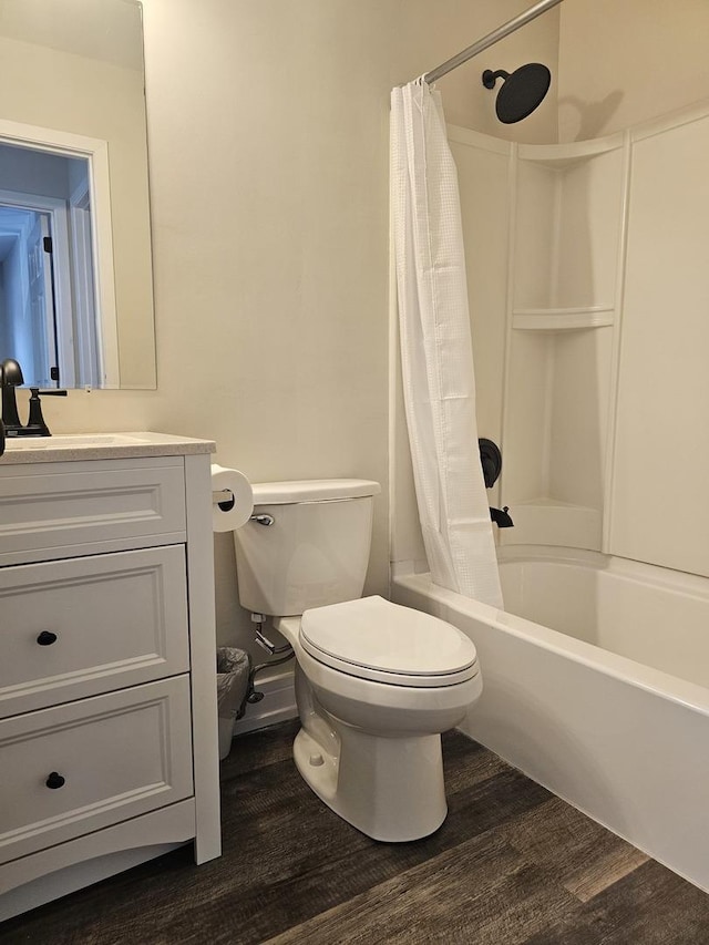78 N Victoria Ln Unit F, Streamwood, IL 60107 - full bathroom featuring wood finished floors, toilet, vanity, and shower / bath combo