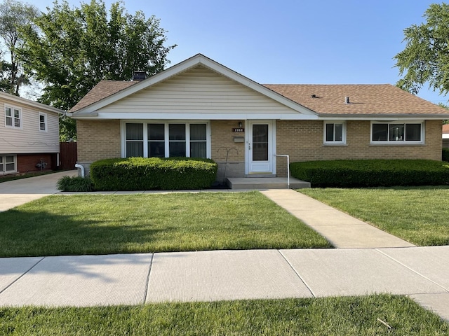 2068 David Dr, Des Plaines, IL 60018 - single story home with brick siding, a front lawn, and a shingled roof