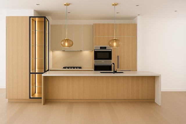 2456 W Cortez St Unit 3W, Chicago, IL 60622 - kitchen with modern cabinets, a sink, cooktop, double oven, and light countertops