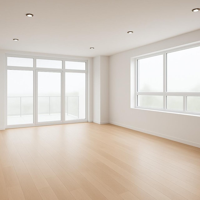 2456 W Cortez St Unit 3W, Chicago, IL 60622 - empty room with baseboards, recessed lighting, and light wood finished floors