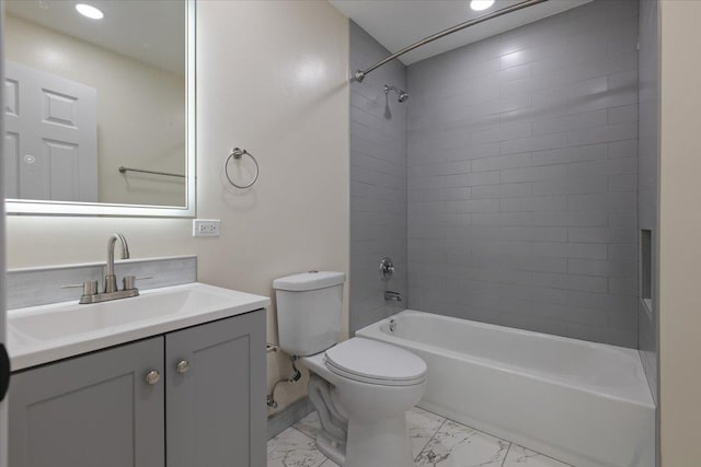 2306 Dove St, Rolling Meadows, IL 60008 - full bathroom featuring marble finish floors, vanity, bathing tub / shower combination, and recessed lighting