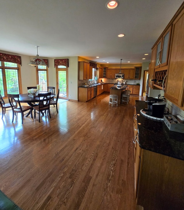 10880 Swallow Tail Ln, Frankfort, IL 60423 - dining room featuring dark wood-style floors and recessed lighting