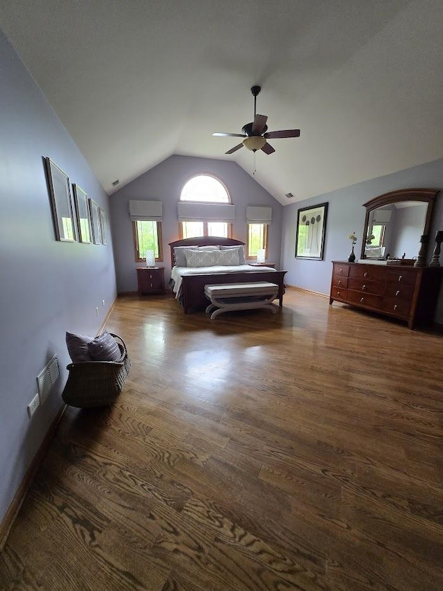 10880 Swallow Tail Ln, Frankfort, IL 60423 - bedroom with lofted ceiling, wood finished floors, and a ceiling fan