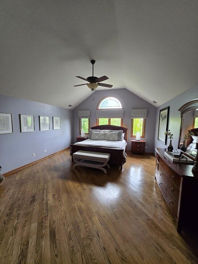 10880 Swallow Tail Ln, Frankfort, IL 60423 - bedroom featuring lofted ceiling, wood finished floors, and a ceiling fan