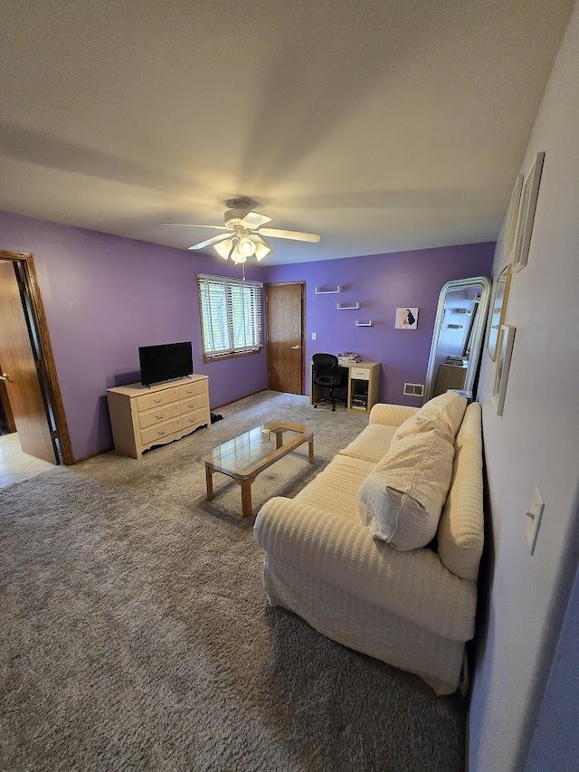10880 Swallow Tail Ln, Frankfort, IL 60423 - living room featuring carpet flooring, a ceiling fan, and an office area
