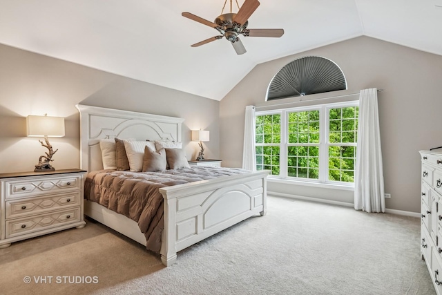 900 Legacy Rdg, Algonquin, IL 60102 - bedroom featuring lofted ceiling, light colored carpet, and a ceiling fan