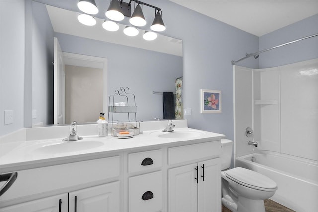 1552 Hearthstone Ln, North Aurora, IL 60542 - bathroom featuring double vanity and shower / bath combo with shower curtain