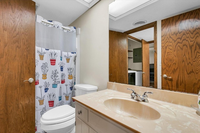 1803 Oliver Dr Unit 3, Urbana, IL 61802 - bathroom featuring vanity, curtained shower, and toilet