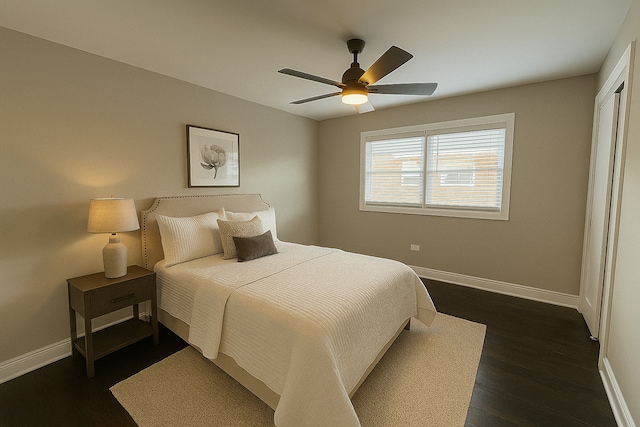 3906 W 117th St, Alsip, IL 60803 - bedroom featuring dark wood-type flooring and a ceiling fan