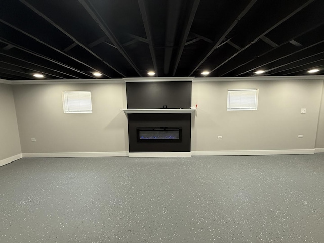 3906 W 117th St, Alsip, IL 60803 - basement featuring a fireplace, ornamental molding, and recessed lighting
