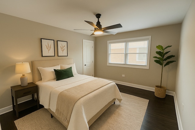 3906 W 117th St, Alsip, IL 60803 - bedroom with dark wood finished floors and a ceiling fan