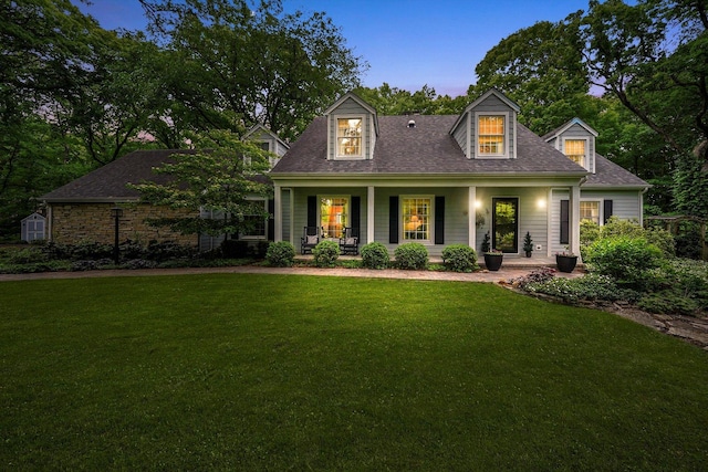 4N307 Knoll Creek Dr, Saint Charles, IL 60175 - new england style home featuring covered porch, a yard, and a shingled roof