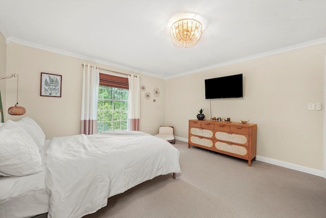 4N307 Knoll Creek Dr, Saint Charles, IL 60175 - carpeted bedroom featuring crown molding, baseboards, and a chandelier