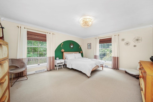 4N307 Knoll Creek Dr, Saint Charles, IL 60175 - bedroom with ornamental molding, carpet, baseboards, and a chandelier