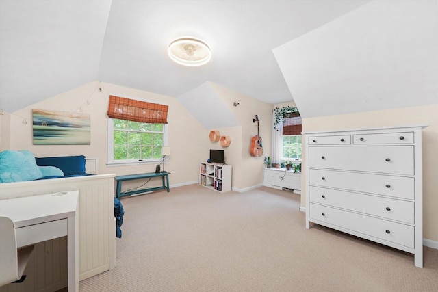 4N307 Knoll Creek Dr, Saint Charles, IL 60175 - bedroom featuring lofted ceiling, light colored carpet, multiple windows, and baseboards