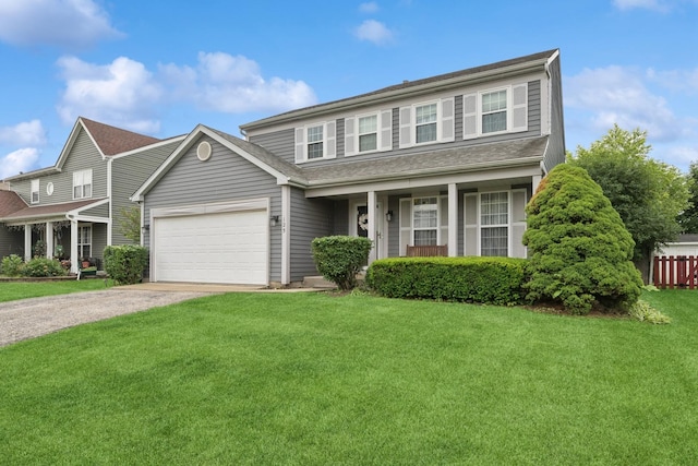 125 W Sprucewood Ln, Round Lake Beach, IL 60073 - traditional-style home featuring asphalt driveway, an attached garage, and covered porch