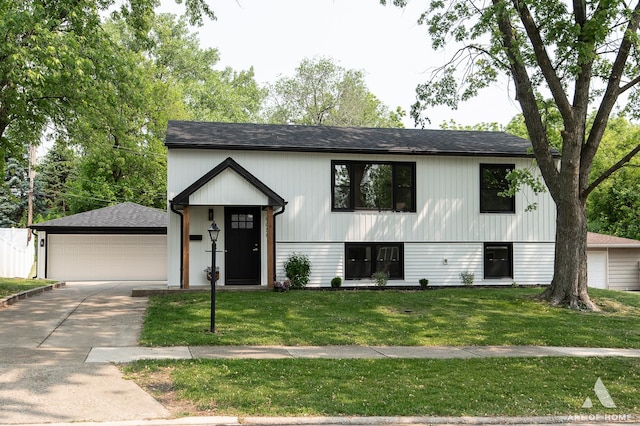 9058 Caddy Ct, Orland Park, IL 60462 - view of front of property featuring a detached garage, a front yard, and roof with shingles