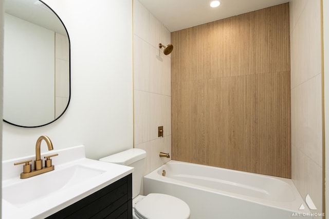 9058 Caddy Ct, Orland Park, IL 60462 - full bathroom with bathing tub / shower combination, vanity, and recessed lighting