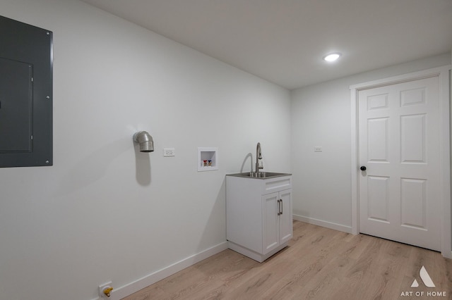 9058 Caddy Ct, Orland Park, IL 60462 - washroom with electric panel, hookup for a washing machine, light wood finished floors, and recessed lighting