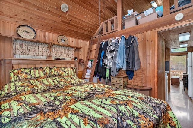 1 Dinosaur Rd, Wilmington, IL 60481 - bedroom with wooden walls, lofted ceiling, and wood ceiling