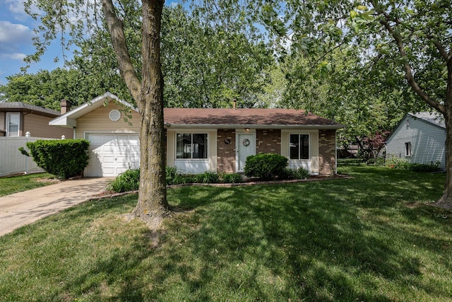 931 Mosby Ct, Joliet, IL 60431 - ranch-style house featuring a garage, brick siding, driveway, and a front yard
