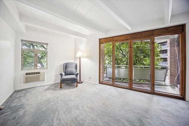 1866 Sherman Ave Unit 3Ne, Evanston, IL 60201 - unfurnished room featuring a wall mounted AC, carpet floors, and beamed ceiling